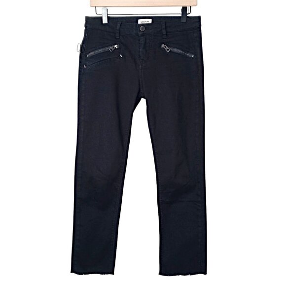 Zadig & Voltaire Womens Black Ava Jeans Zippers Skull Studs Cropped Size 26 - Picture 1 of 13